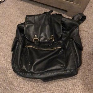 Black leather backpack